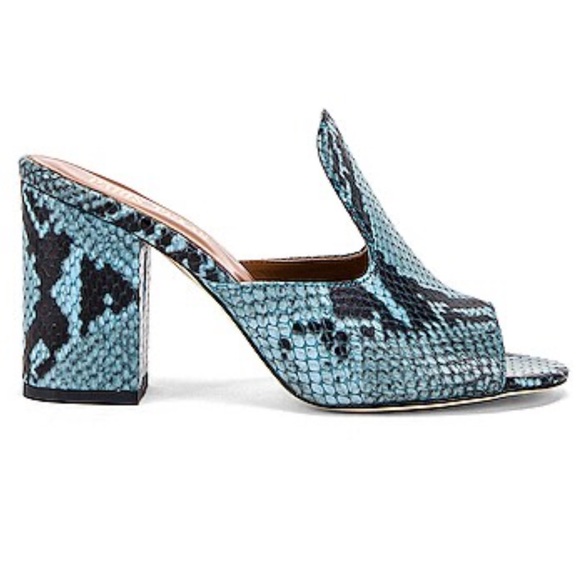 Paris Texas Blue Snakeskin Block Heel Mules EU40 US10 Like New w Original Box - Picture 2 of 11